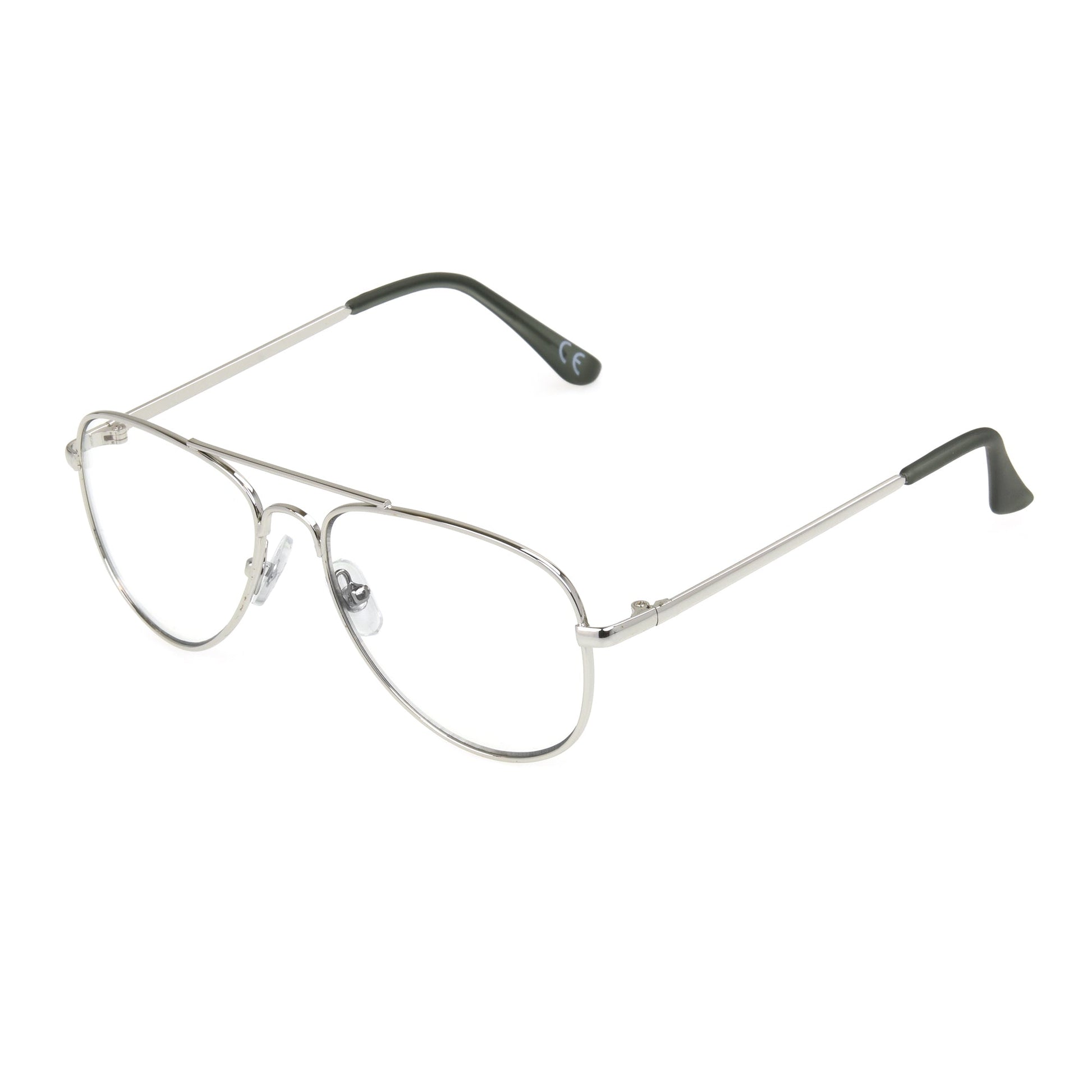 Dario Silver Kids Blue Light Glasses - Reader - Unmagnified - Silver - Variant Link
