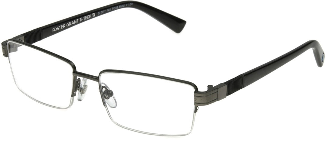 Ti-Tech Dark Gunmetal Semi-Rimless - Reader - Fully Magnified - Gunmetal - Variant Link