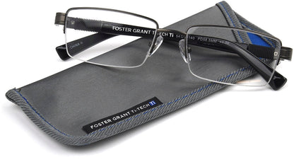 Ti-Tech Dark Gunmetal Semi-Rimless Reader Fully Magnified